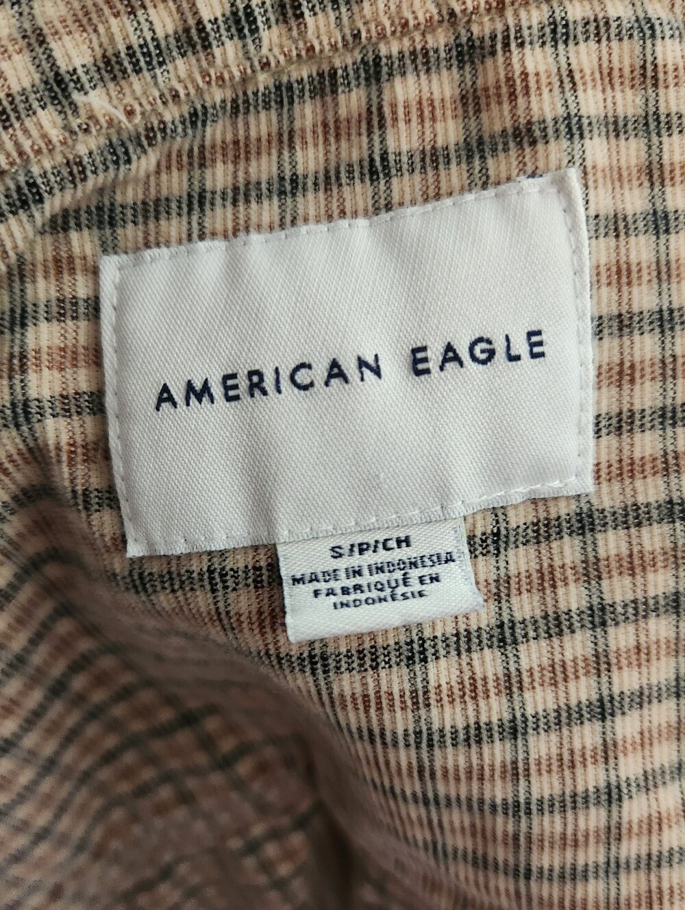 American Eagle Plaid Oversized Crop Button-Up Shirt , Size S